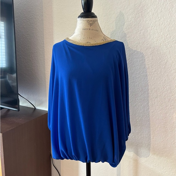 Royal blue with gold detail blouse - Picture 2 of 3